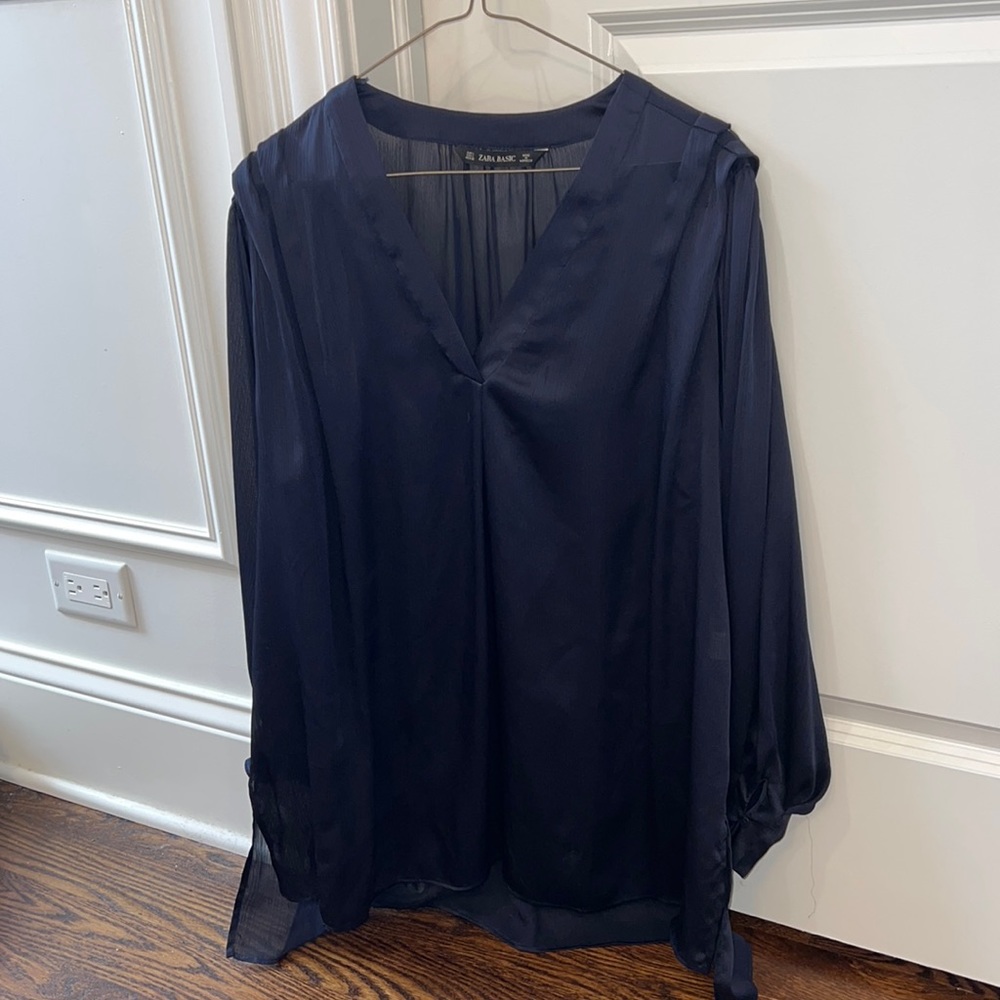 Zara navy blue tonic blouse.